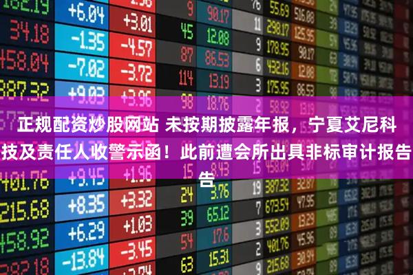正规配资炒股网站 未按期披露年报，宁夏艾尼科技及责任人收警示函！此前遭会所出具非标审计报告