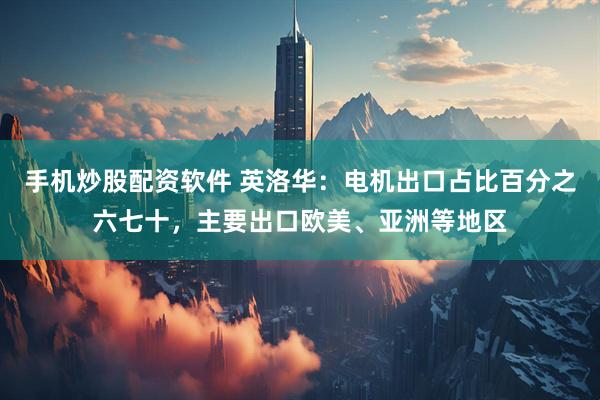 手机炒股配资软件 英洛华：电机出口占比百分之六七十，主要出口欧美、亚洲等地区